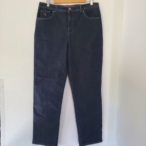 GLORIA VANDERBILT Sz 14 AMANDA Dk Wash Blue Denim Jeans Straight High Rise